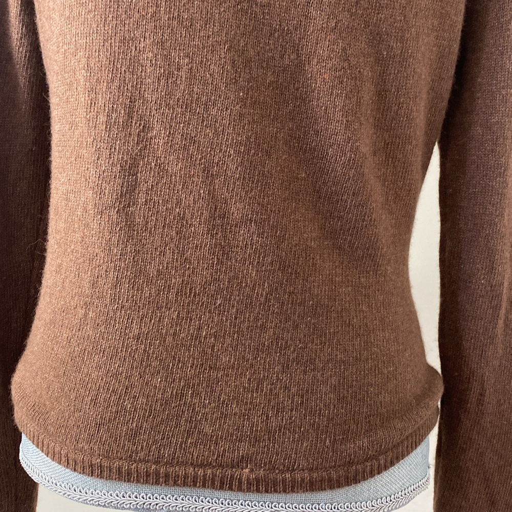 Isabella Bird Ballet Wrap Tie Front Cashmere Cardigan Sweater Brown Size Medium - Picture 8 of 13